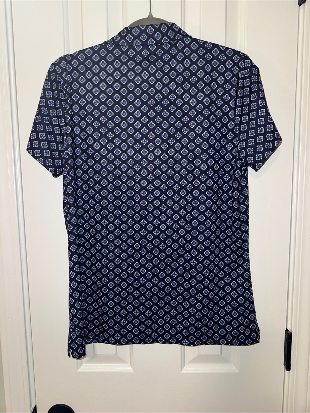 RLX Ralph Lauren Navy Short-Sleeve Polo with White Geometric Print - Picture 5 of 8